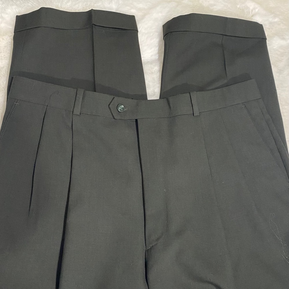 Versini Mens 100% Pure Virgin Wool Dress Pants Pleated Cuffed‎ Career Sz 38